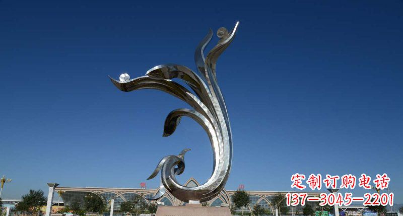 威海优雅迷人的不锈钢抽象凤凰雕塑