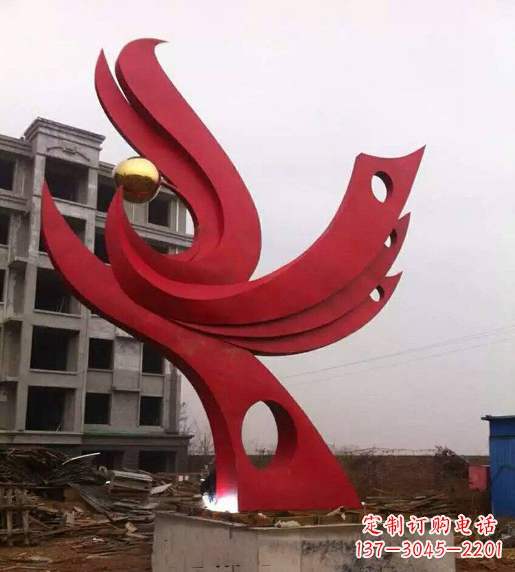 威海全新抽象凤凰不锈钢雕塑
