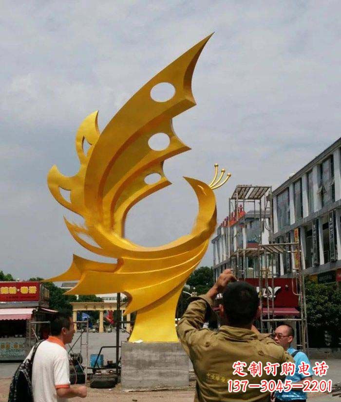威海广场不锈钢抽象凤凰雕塑1