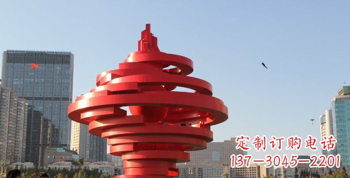 威海不锈钢抽象火炬雕塑,展现活力与坚强
