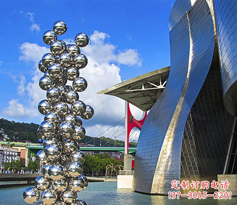 威海广场不锈钢抽象龙柱雕塑