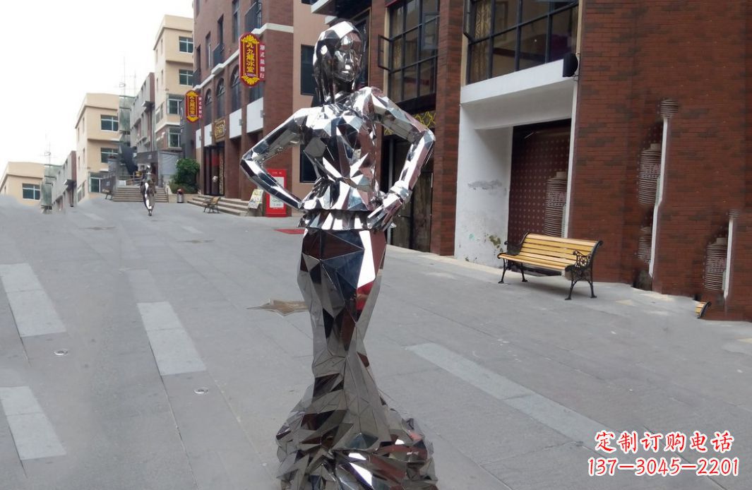 威海以美丽的姿态展示不锈钢美女雕塑