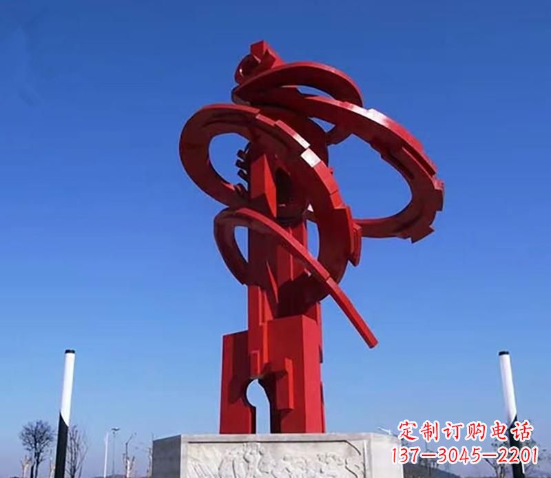 威海广场不锈钢抽象飘带雕塑2