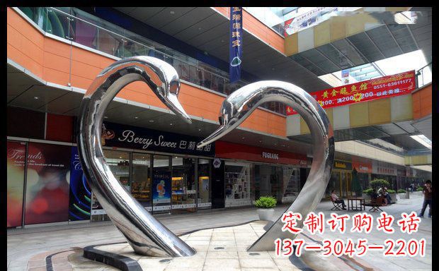 威海中领雕塑:精美的不锈钢抽象天鹅雕塑