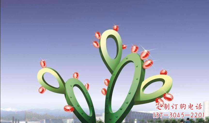 威海广场不锈钢抽象仙人掌雕塑