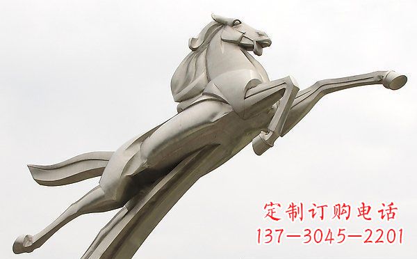 威海广场不锈钢抽象一马当先景观雕塑