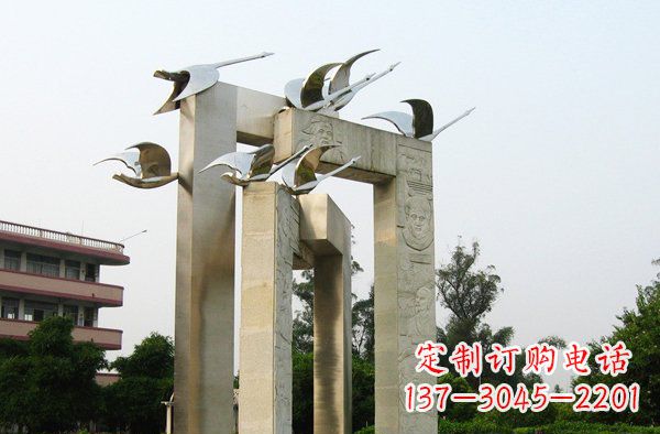 威海展现自然之美的不锈钢大雁动物雕塑