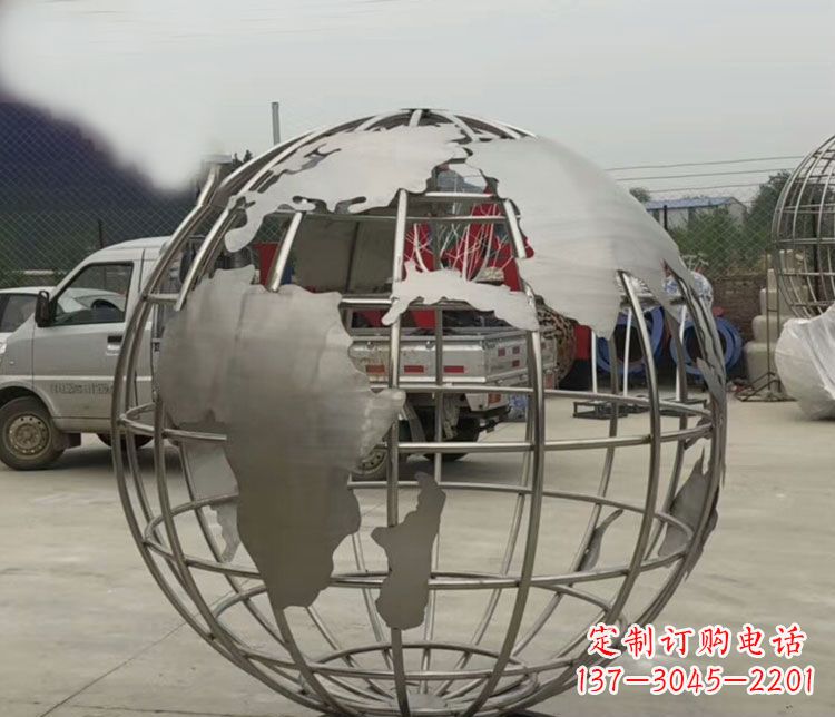 威海中领雕塑：精美不锈钢地球仪雕塑