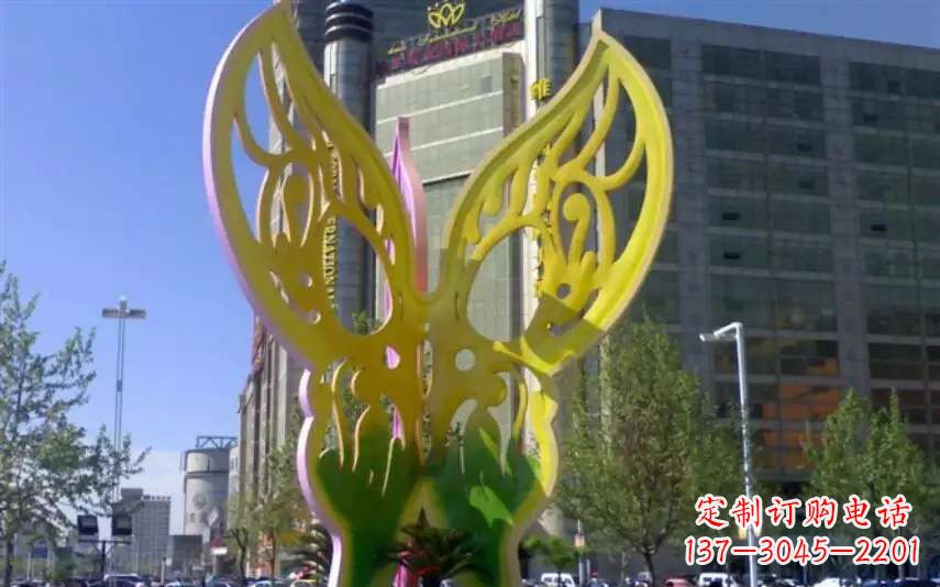 威海广场不锈钢雕刻蝴蝶雕塑