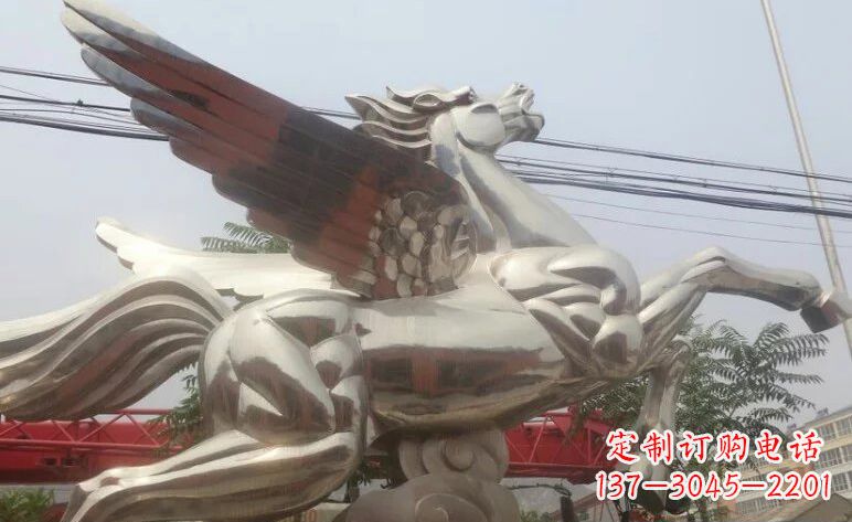 威海流畅优美的不锈钢飞马雕塑