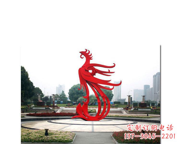 威海古韵雕塑:不锈钢飞翔凤凰雕塑