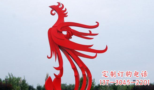 威海中领雕塑制作的精美不锈钢凤凰雕塑