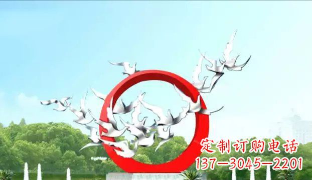 威海广场不锈钢鸽子雕塑