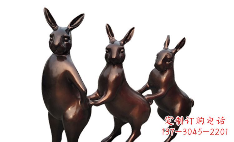 威海广场不锈钢光面兔子动物雕塑