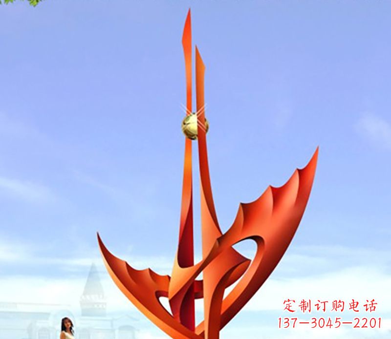 威海广场不锈钢火炬抽象雕塑