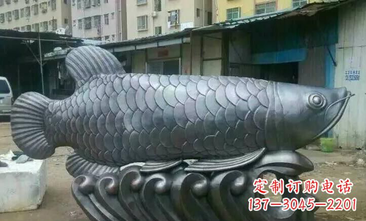 威海精雕细琢的不锈钢金龙鱼雕塑