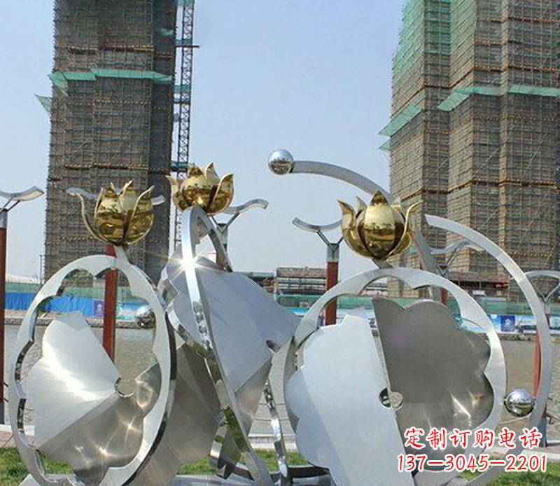 威海精美不锈钢抽象莲花雕塑