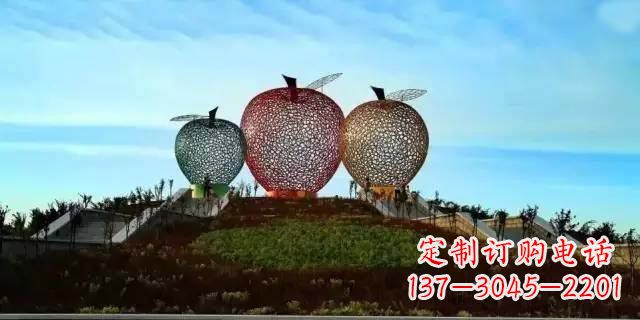 威海精美大气的不锈钢苹果雕塑