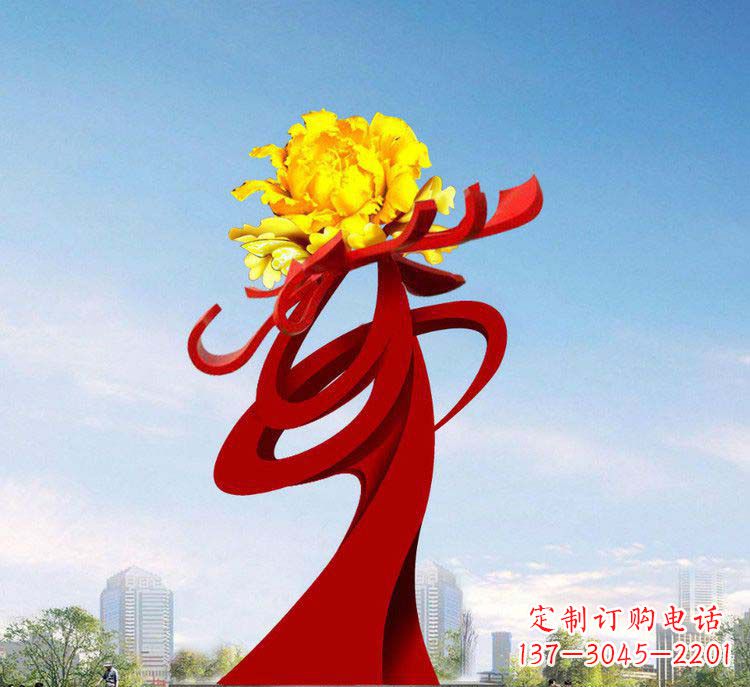 威海中领雕塑:牡丹花开,把美景永久定格