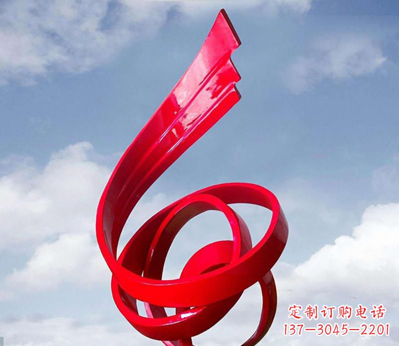 威海广场不锈钢飘带翅膀抽象雕塑