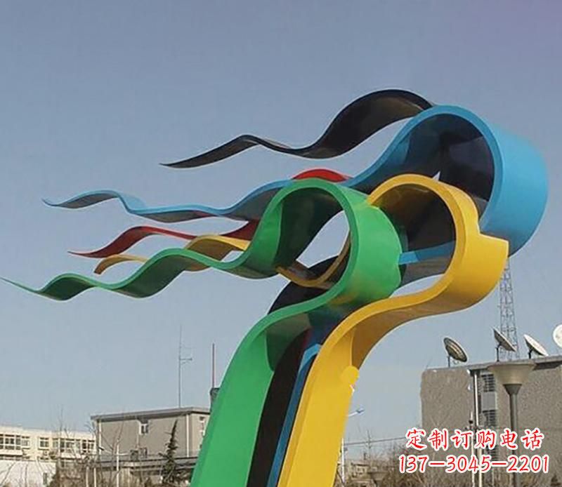 威海广场不锈钢飘带景观雕塑22