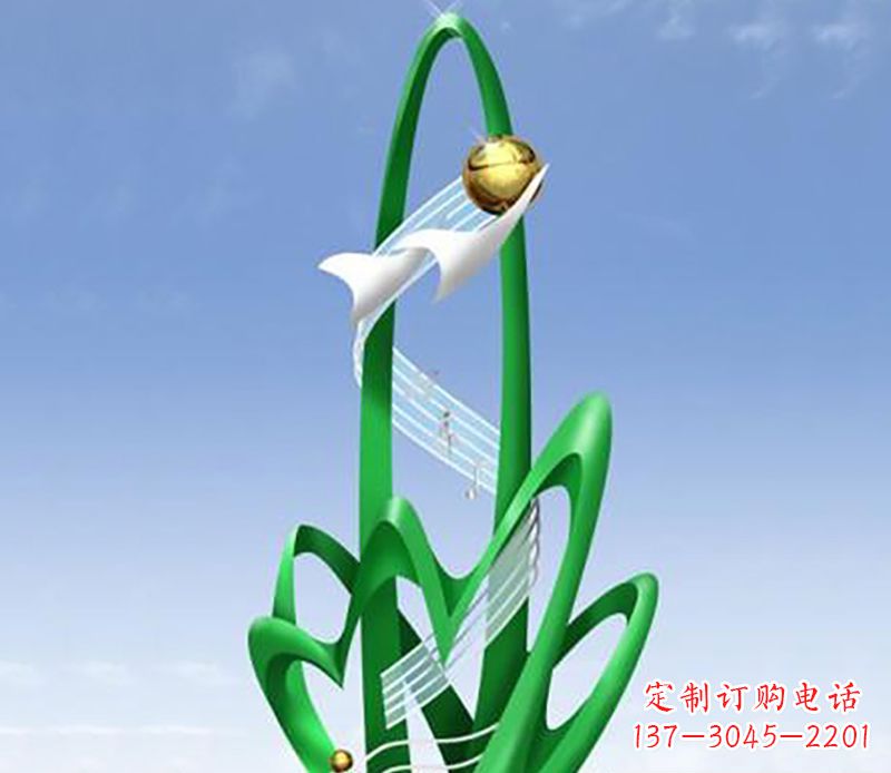 威海广场不锈钢树叶景观雕塑 