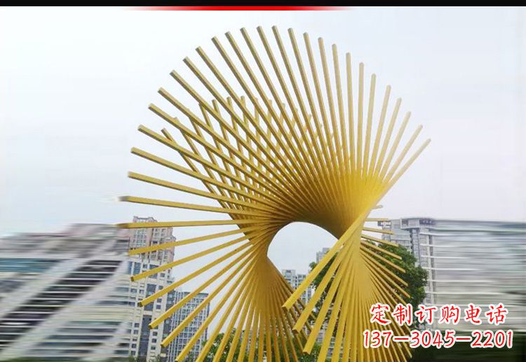 威海现代美学——不锈钢树枝扇形景观雕塑