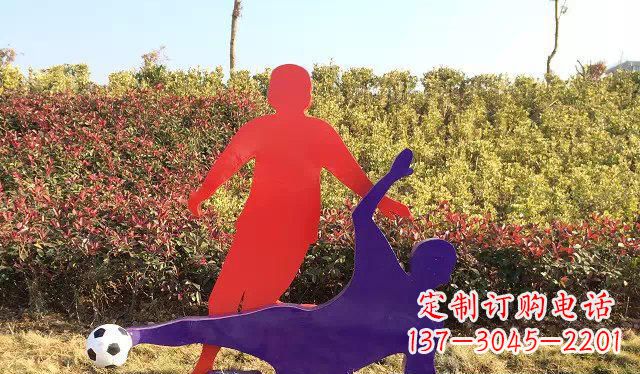 威海广场不锈钢踢足球运动雕塑 (2)