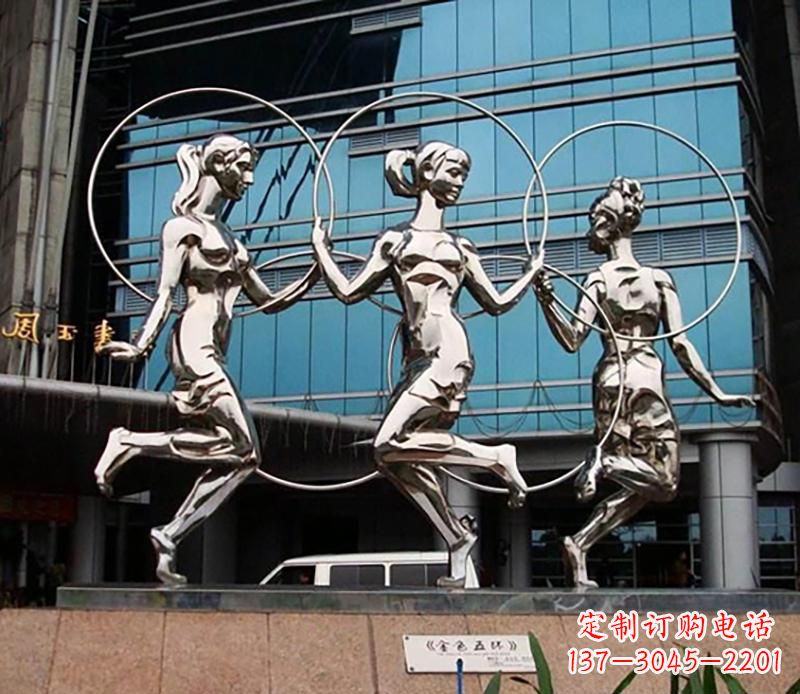 威海不锈钢跳舞美女雕塑