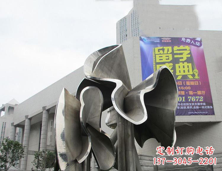 威海全新不锈钢荷叶雕塑,缔造完美景观