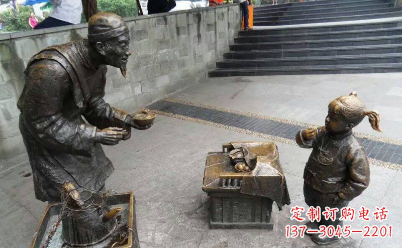 威海小女孩铜雕，古朴优雅