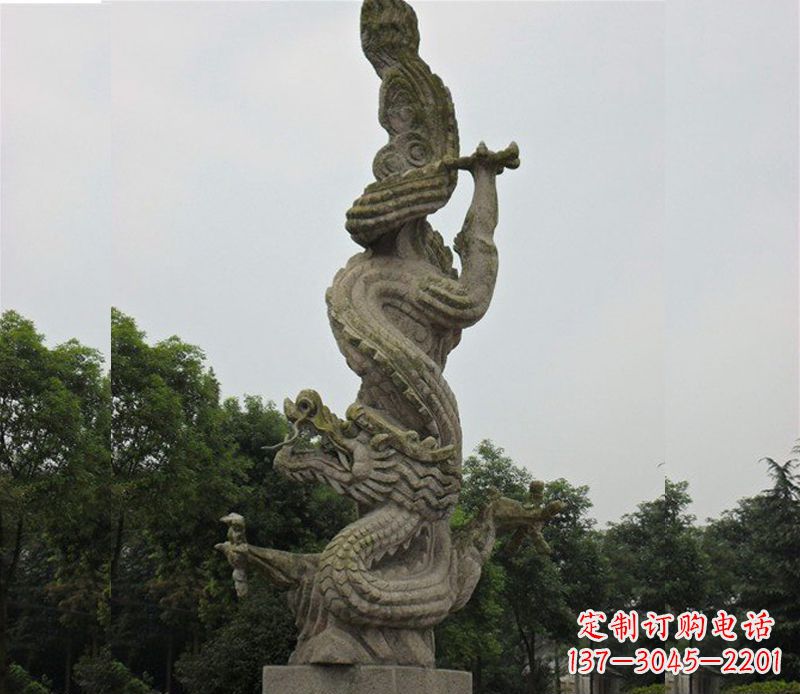 威海中领雕塑|古典美感的大理石龙雕塑