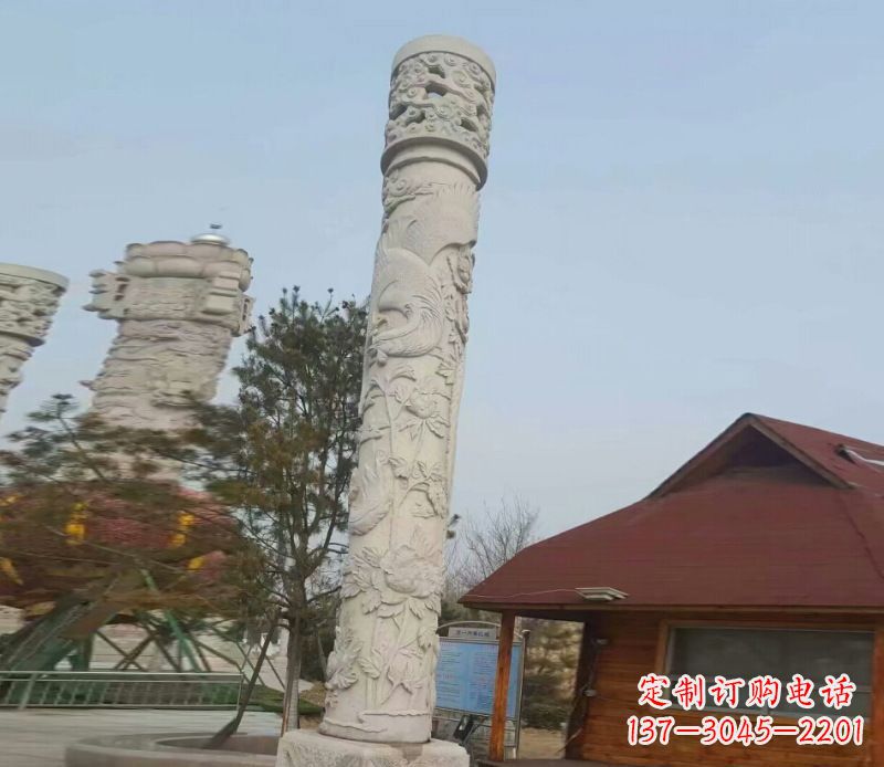 威海广场大理石龙柱景观石雕_1