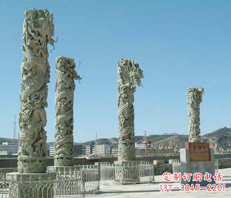 威海广场大理石盘龙柱景观石雕 (4)