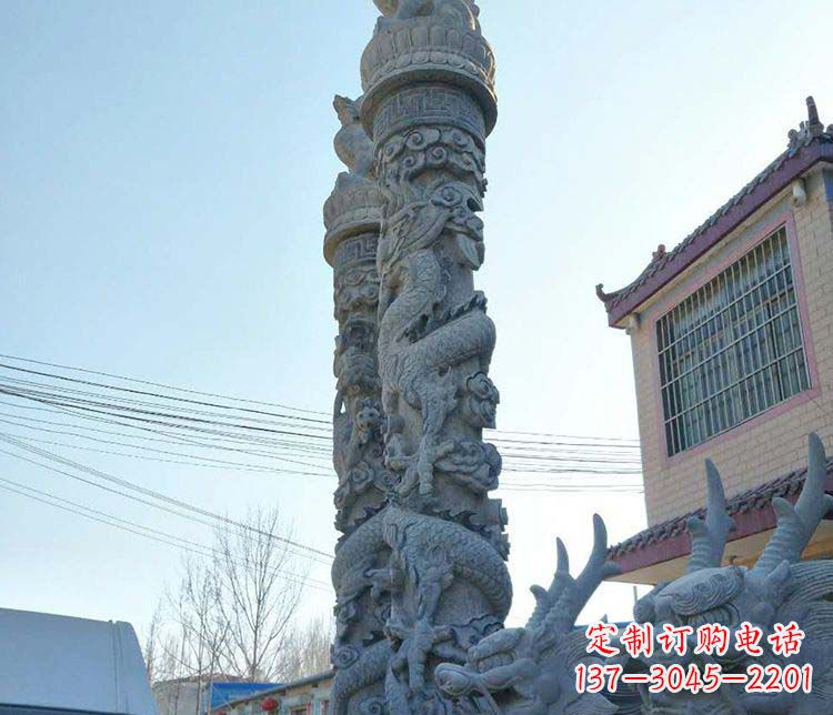 威海广场大理石盘龙柱景观石雕
