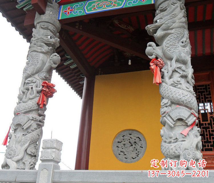 威海广场大理石盘龙柱景观石雕_2