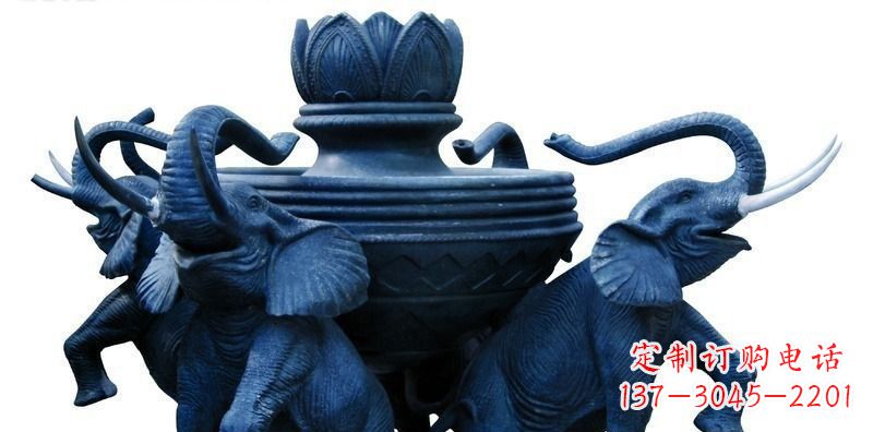 威海广场大象莲花鼎景观铜雕