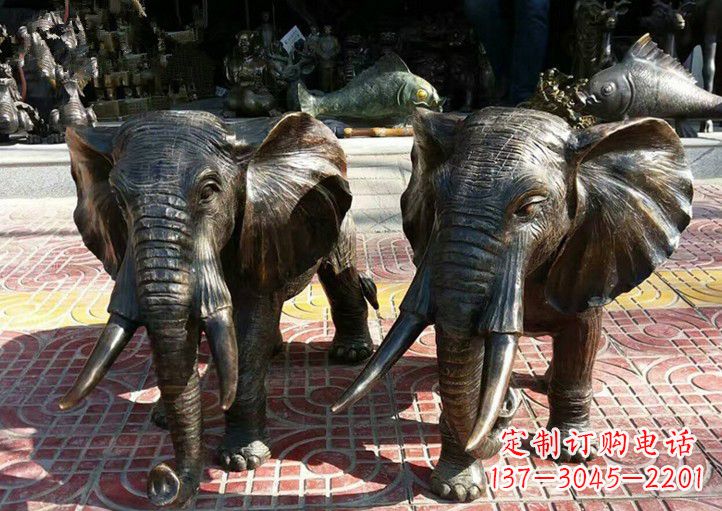威海中领雕塑出品:专业定制铜大象雕塑