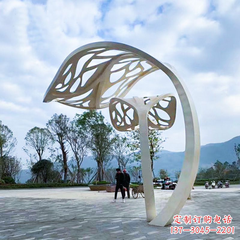 威海精致的不锈钢树叶雕塑