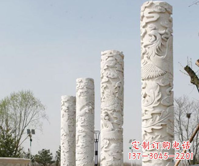 威海尊贵优雅,凤凰浮雕龙柱景观石雕