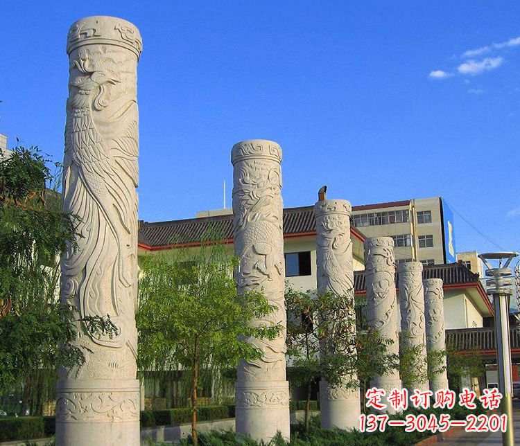 威海广场凤凰石浮雕龙柱景观石雕