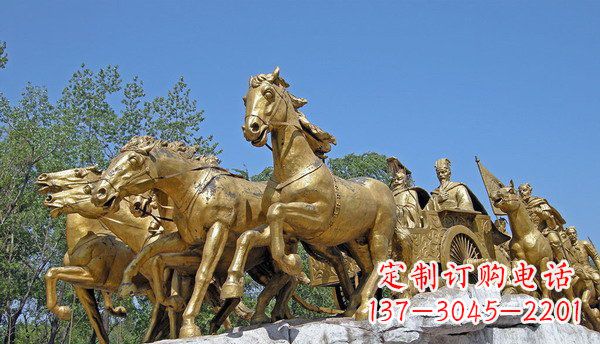 威海中领雕塑:精美古典马车铜雕