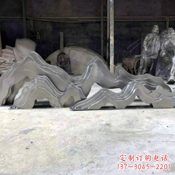 威海精美大型不锈钢假山雕塑