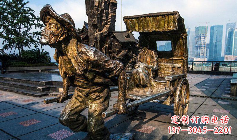 威海广场黄包车纪念铜雕