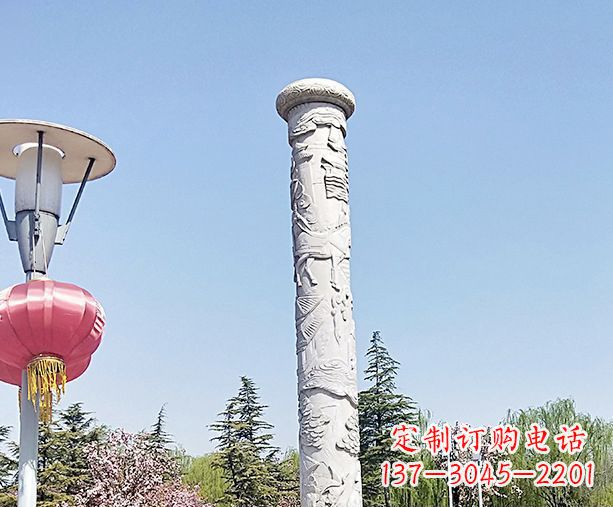 威海广场景观大理石龙柱石雕 (6)