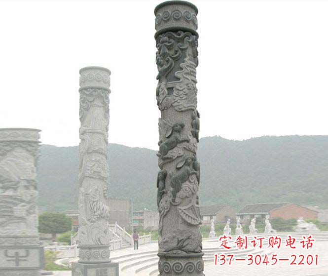 威海广场景观仿古12生肖石柱 (2)