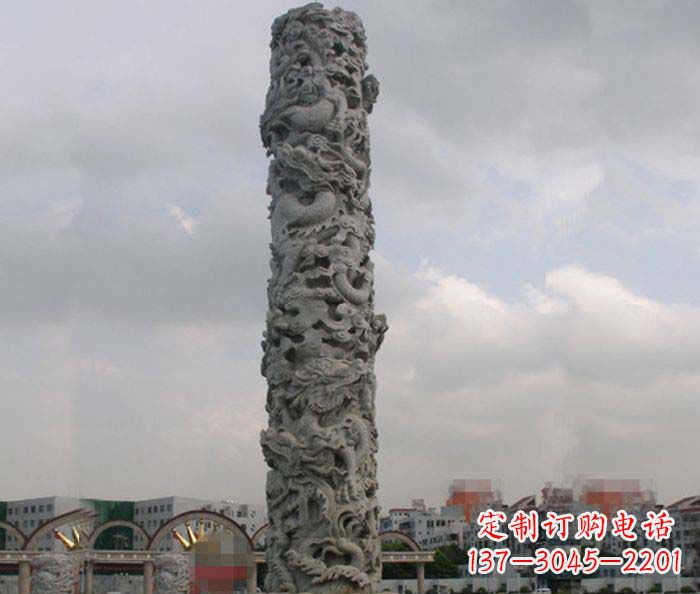 威海精美仿古盘龙柱石雕