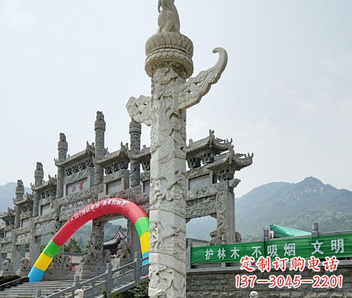 威海广场景观汉白玉华表石雕