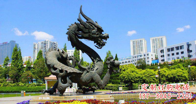威海广场龙戏珠景观铜雕