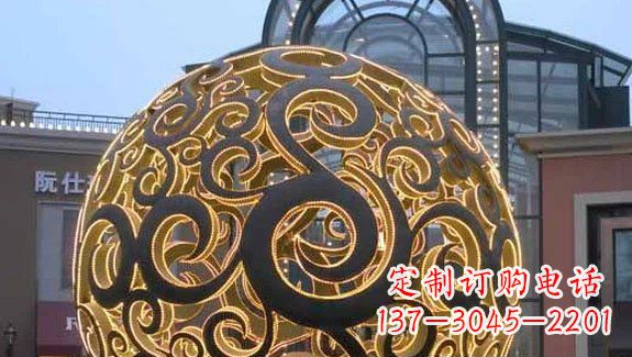 威海广场镂空球喷泉不锈钢雕塑